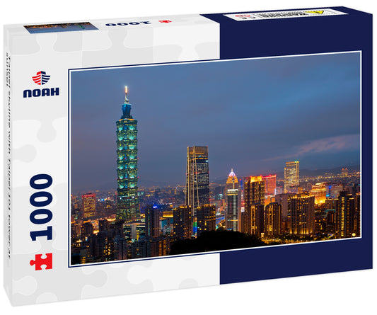 Taipei skyline with Taipei 101 tower at sunset