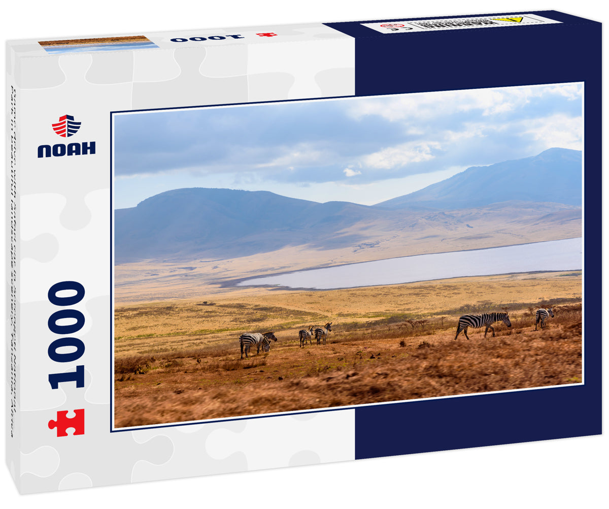 Game drive with Safari car in Serengeti National Park in beautiful landscape scenery, Tanzania, Africa