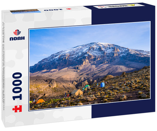 Camping on mount Kilimanjaro in tents to see the glaciers in Tanzania, Africa