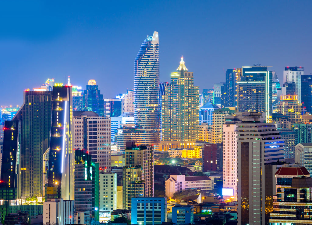 Bangkok city skyline at night