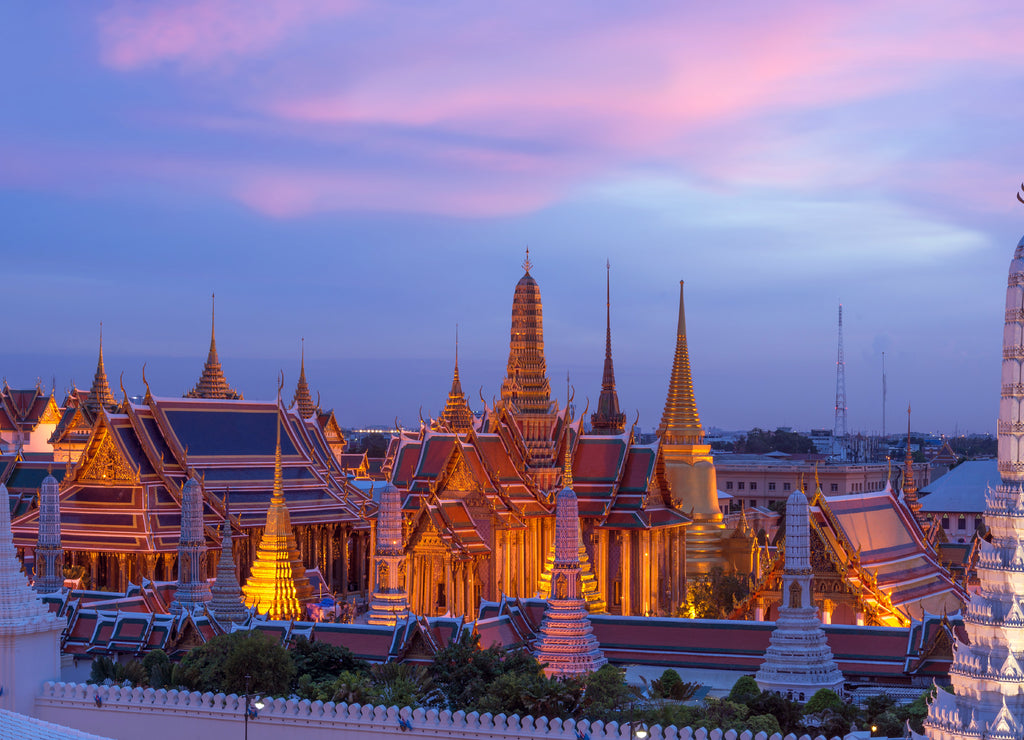 Bangkok Wat Phra Keao and the Grand palace with sunset beautiful sky