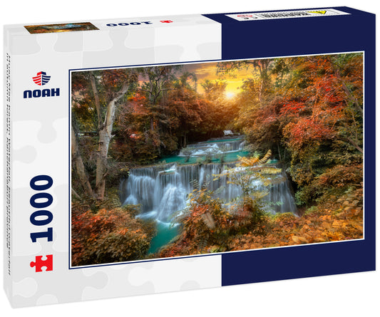 Huay Mae Kamin Waterfall, beautiful waterfall in autumn forest, Kanchanaburi province