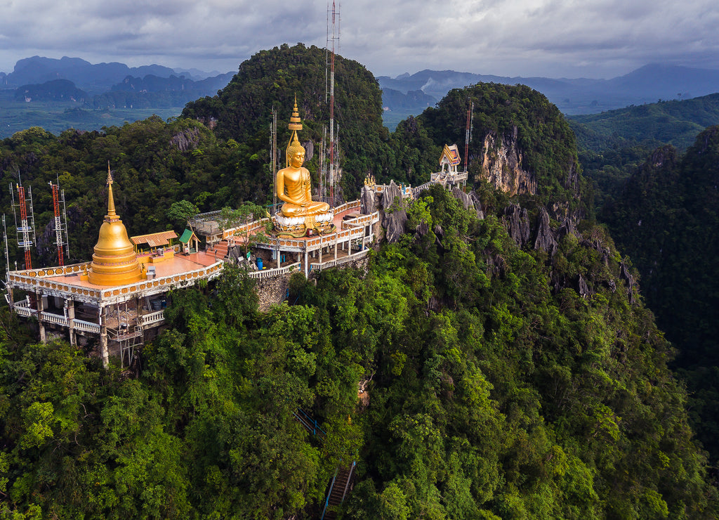 Buddha on the top Mountain of Wat Tham Seua (Tiger Cae), Krabi, Thailand
