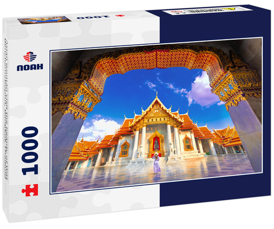 Asian woman visit the beauty of Wat Benchamabophit, Bangkok Thailand