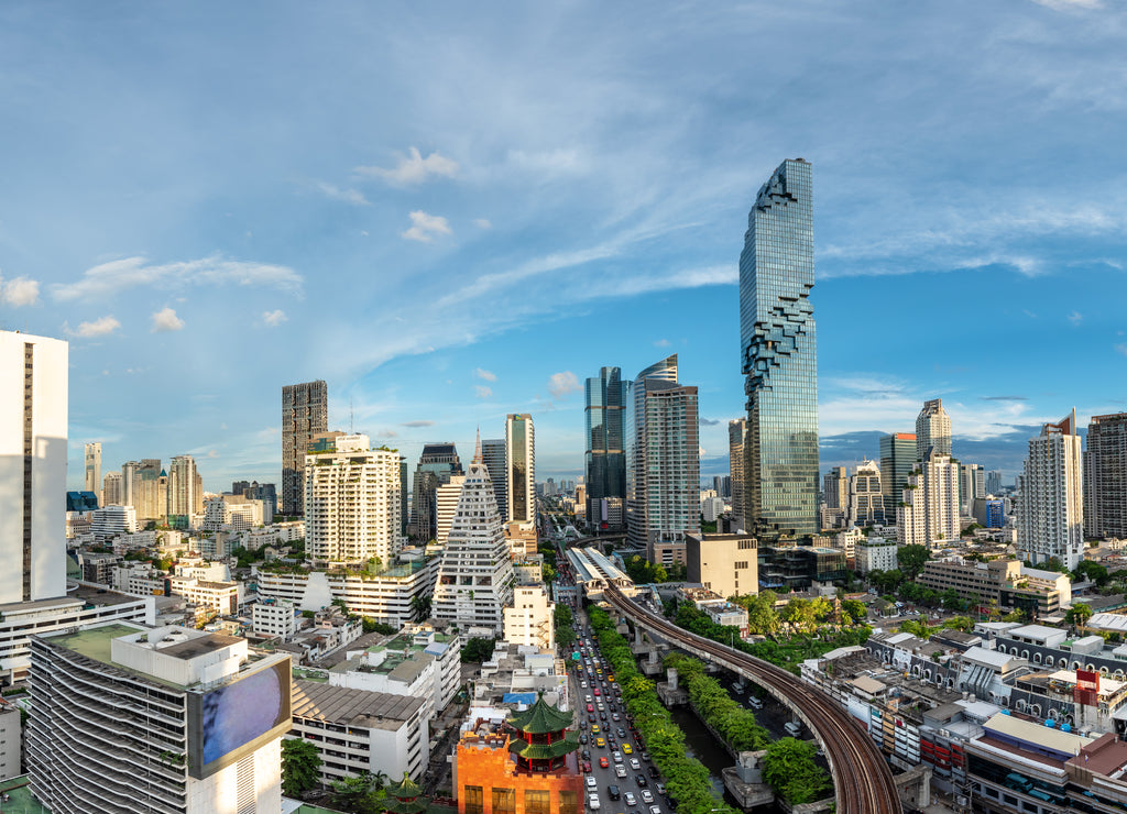 Bangkok Cityscape Business District , Height Tower , Office , Condominium - Panorama View with Height Building in Afternoon