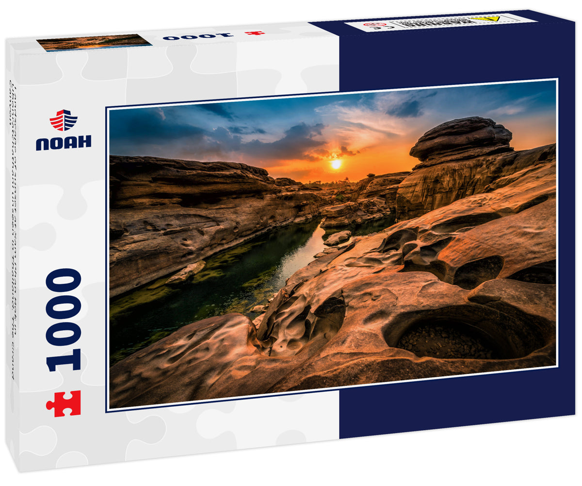 Landscape of sunset at Sam Phan Bok in Ubonratchathani unseen in Thailand. The Grand Canyon