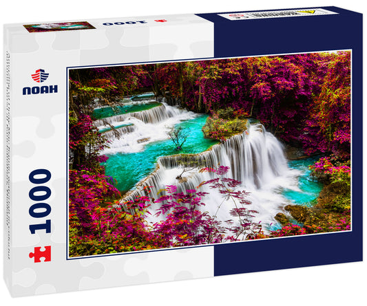Amazing of Huay Mae Kamin waterfall in colorful autumn forest at Kanchanaburi, Thailand