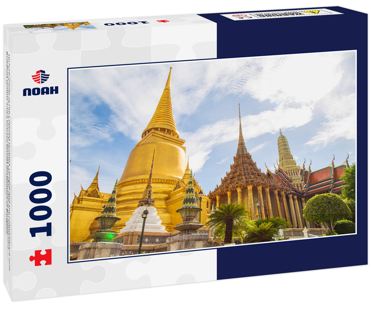 Picture inside of the Emerald Buddha Temple and the Grand Palace with The great pagoda and church against the sky, This is an important Buddhist temple and a famous tourist destination of Bangkok