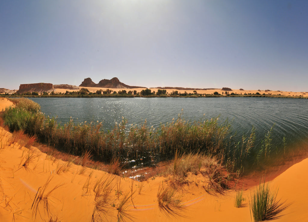 Fresh Water Lake Bokou in Ouniaga Serir series of lakes in the Sahara Desert, Chad