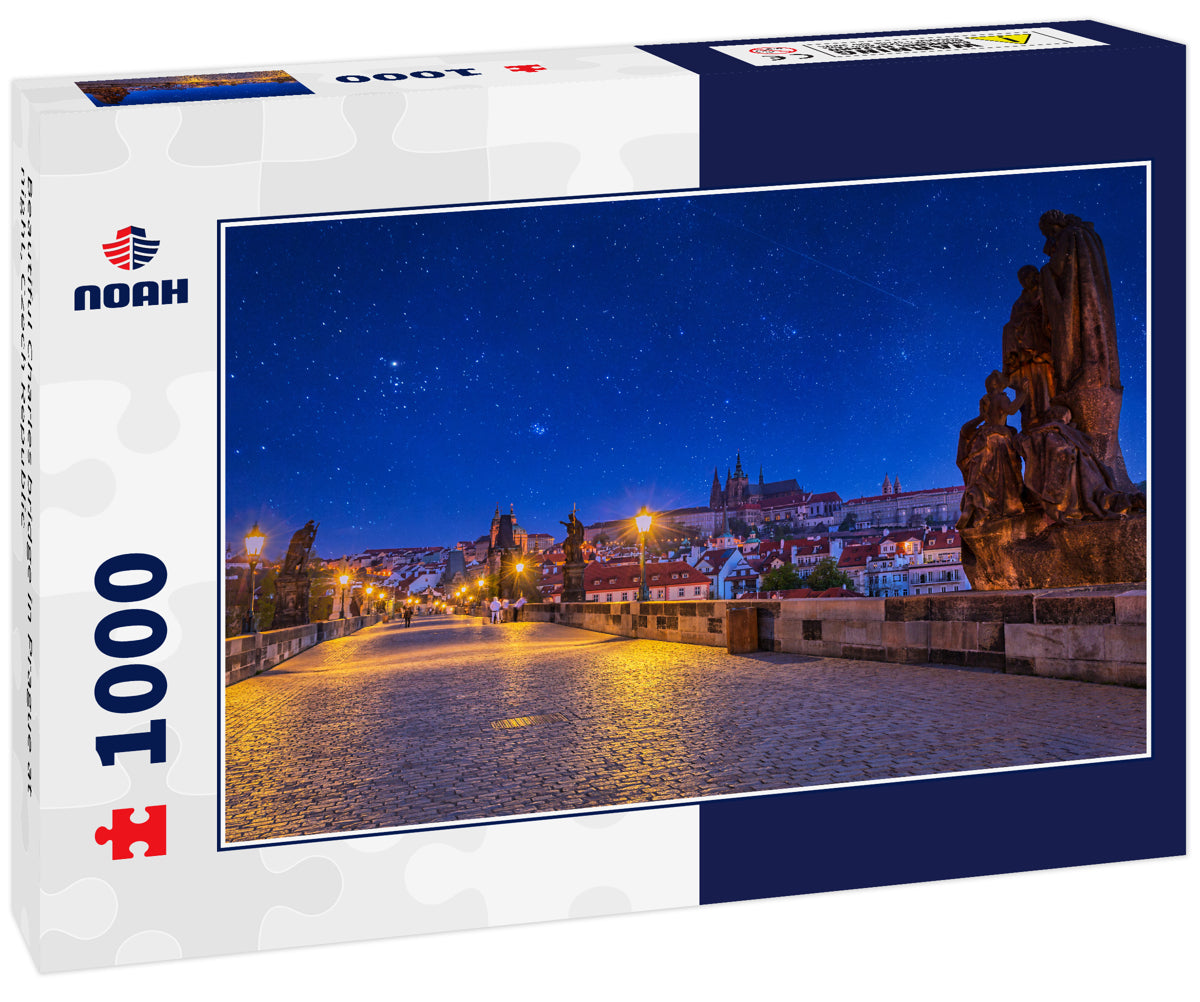 Beautiful Charles bridge in Prague at night, Czech Republic