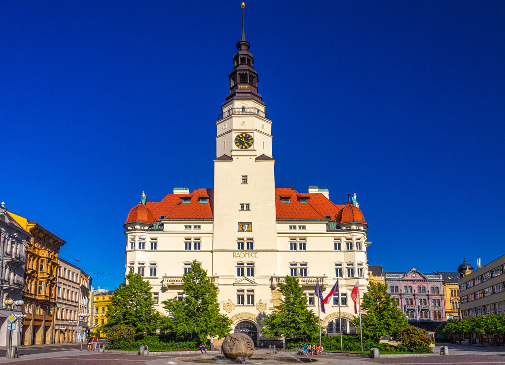 Upper Square with the City Hall in Opava town, Czech Republic, Europe