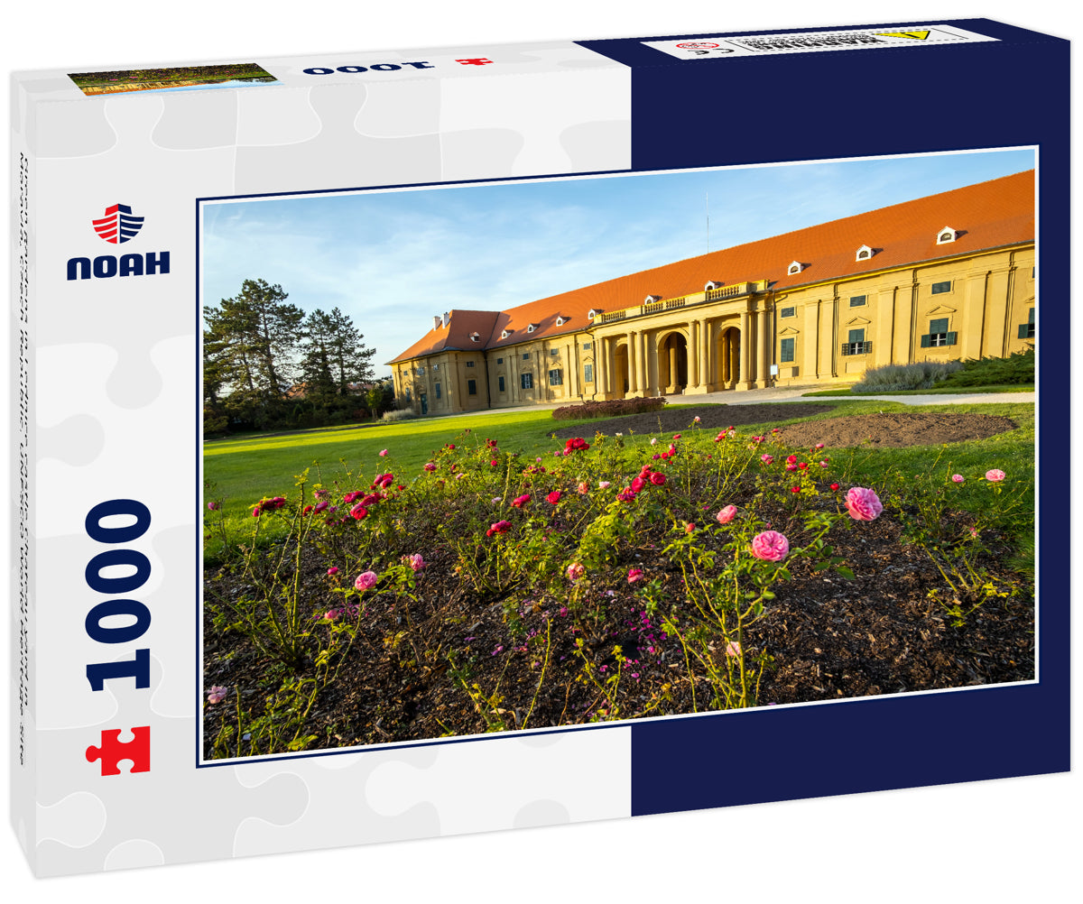 Green gardens in Lednice castle Chateau yard in Moravia, Czech Republic. UNESCO World Heritage Site