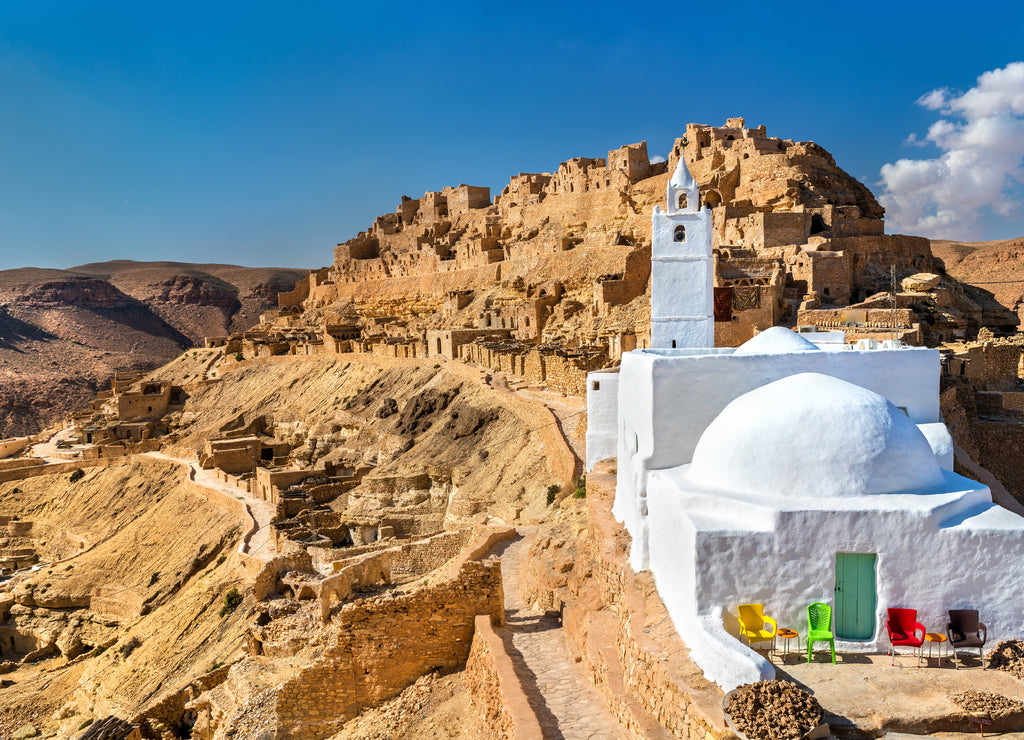 Mosque at Chenini, a a fortified Berber village in Southern Tunisia
