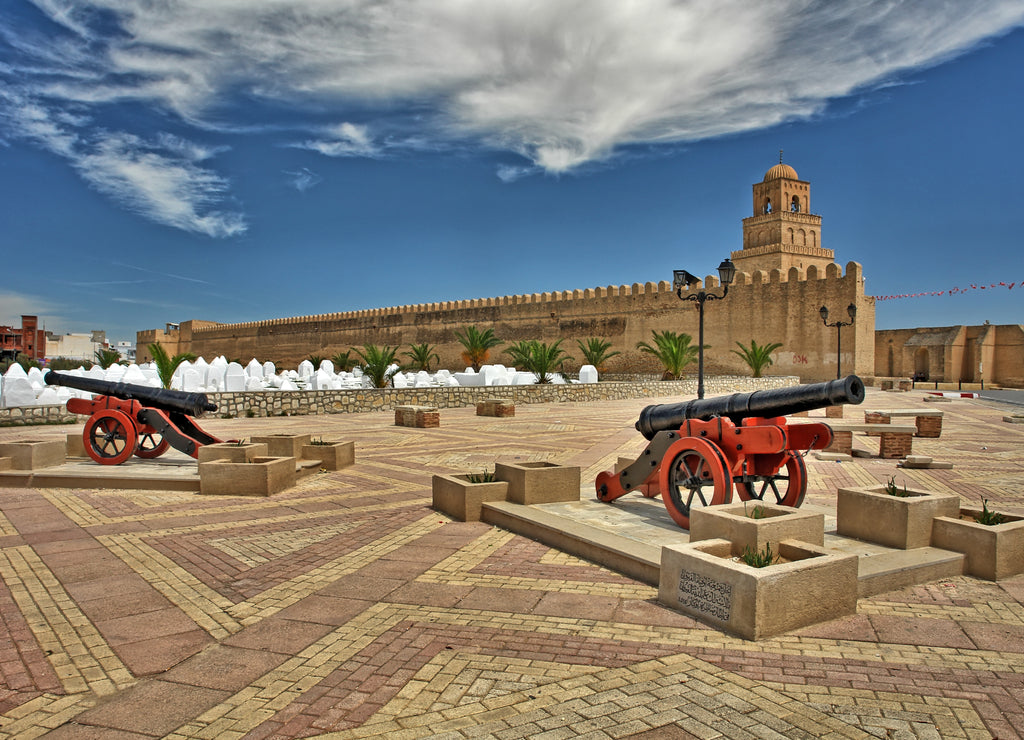 The Great Mosque of Kairouan also known as the Mosque of Uqba situated in the town of Kairouan, Tunisia