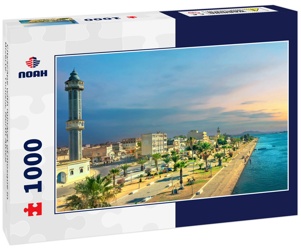 Cityscape with minaret of mosque in Bizerte. Tunisia, North Africa