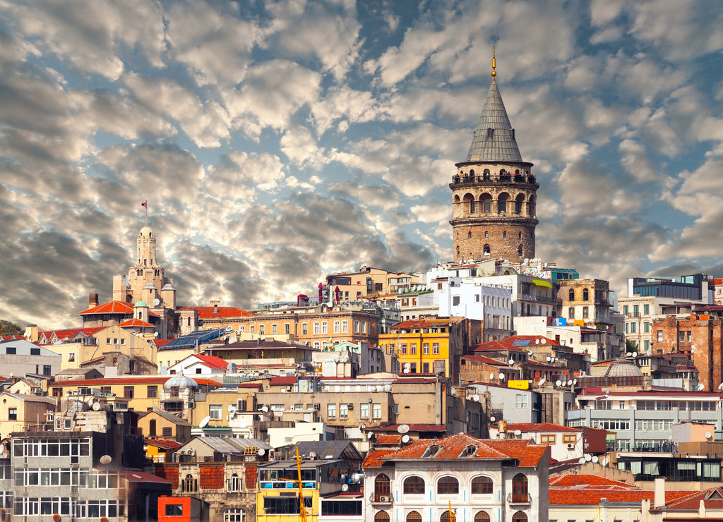cityscape with Galata Tower over the Golden Horn in Istanbul, Turkey