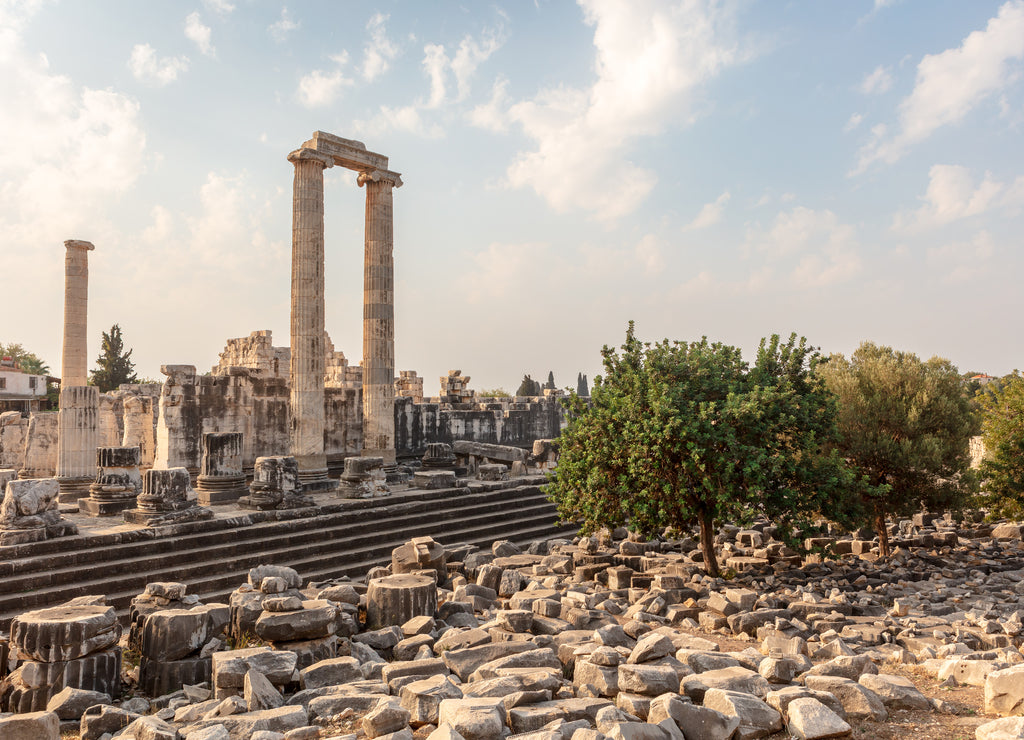 The historical ruins of the Temple of Apollo located in Didim at Aydn Province of Turkey