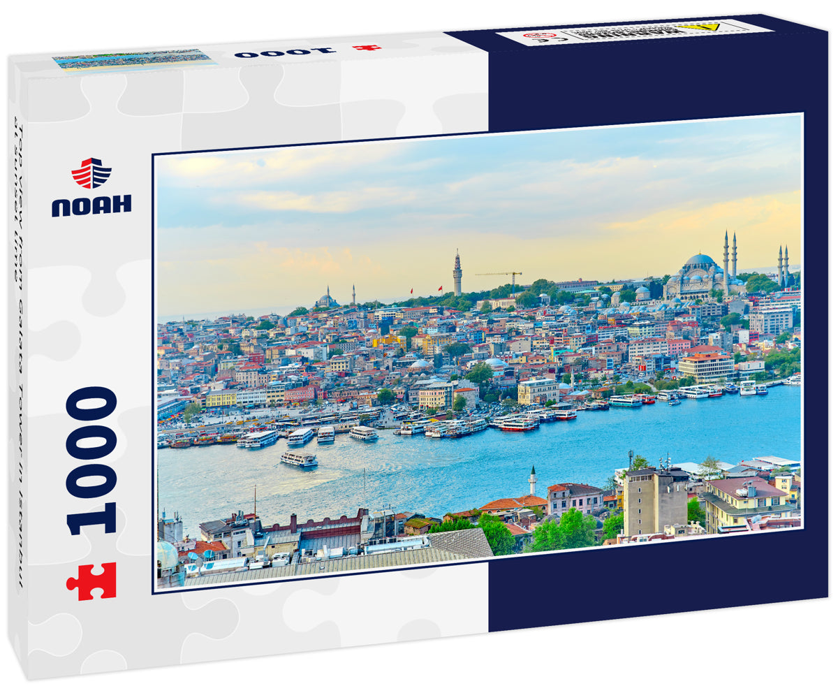 Top view from Galata Tower in Istanbul at sunset time