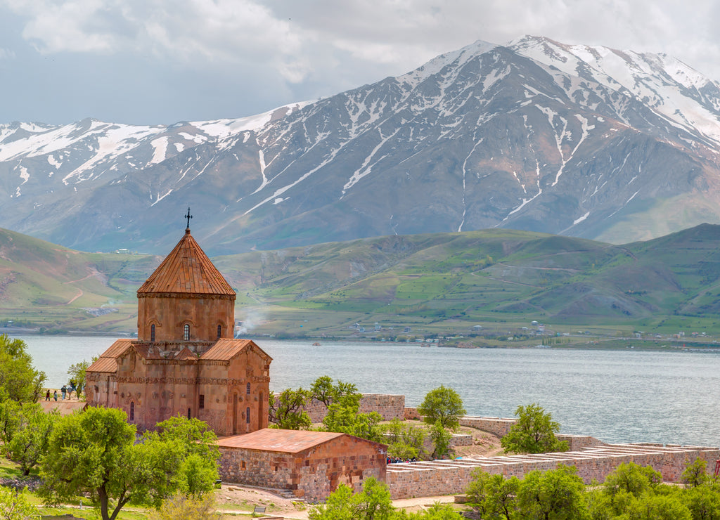 Akdamar Island in Van Lake. The Armenian Cathedral Church of the Holy Cross - Akdamar, Turkey