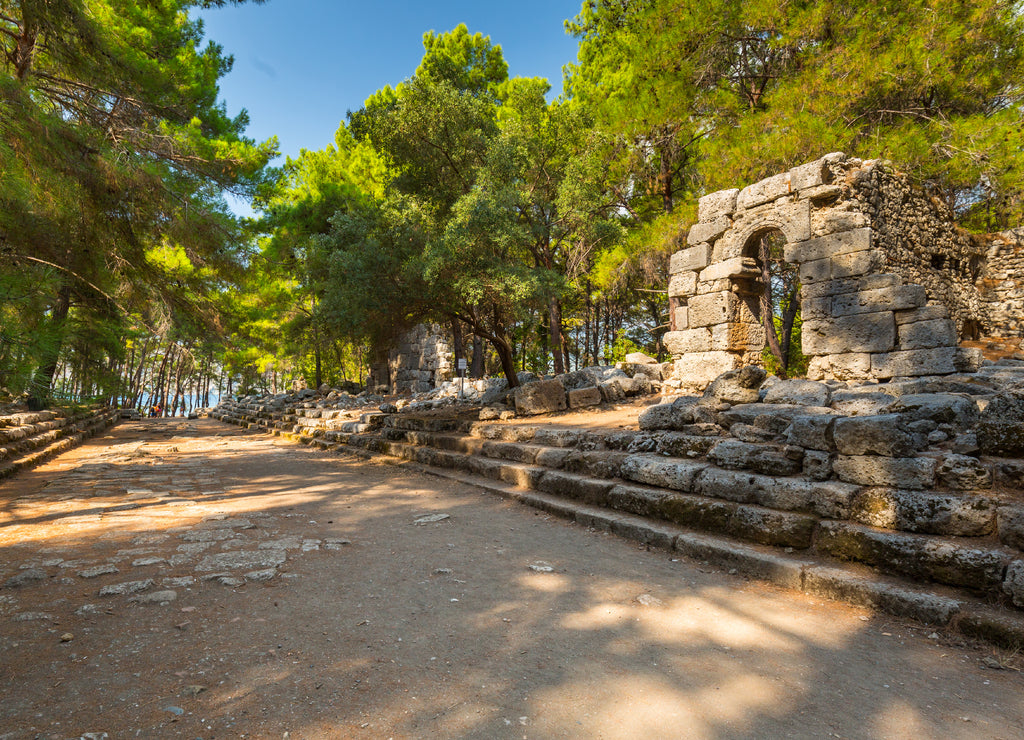 Ruins of the ancient Phaselis city in Antalya province. Turkey