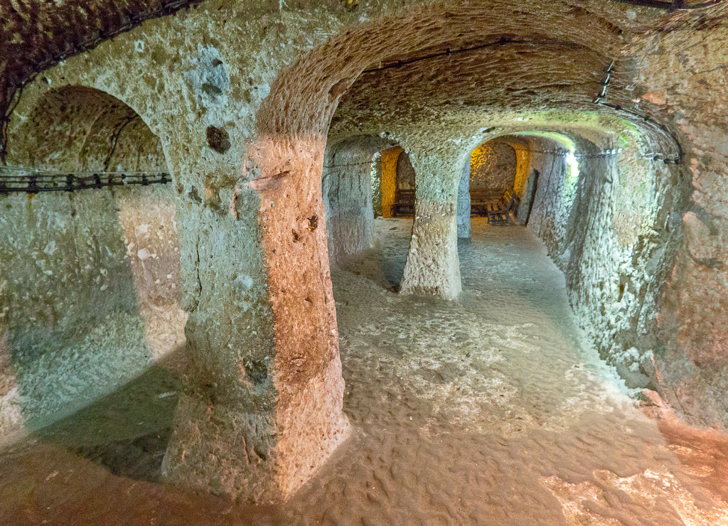 Historical underground city of Derinkuyu, Cappadocia, Turkey