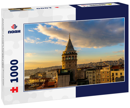 Istanbul Galata Tower view from top. Natural clouds and blue sky