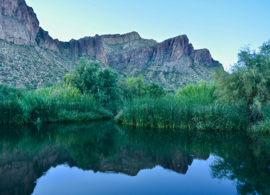 Salt River Mesa Arizona Sunrise Dawn Water Desert Mountains