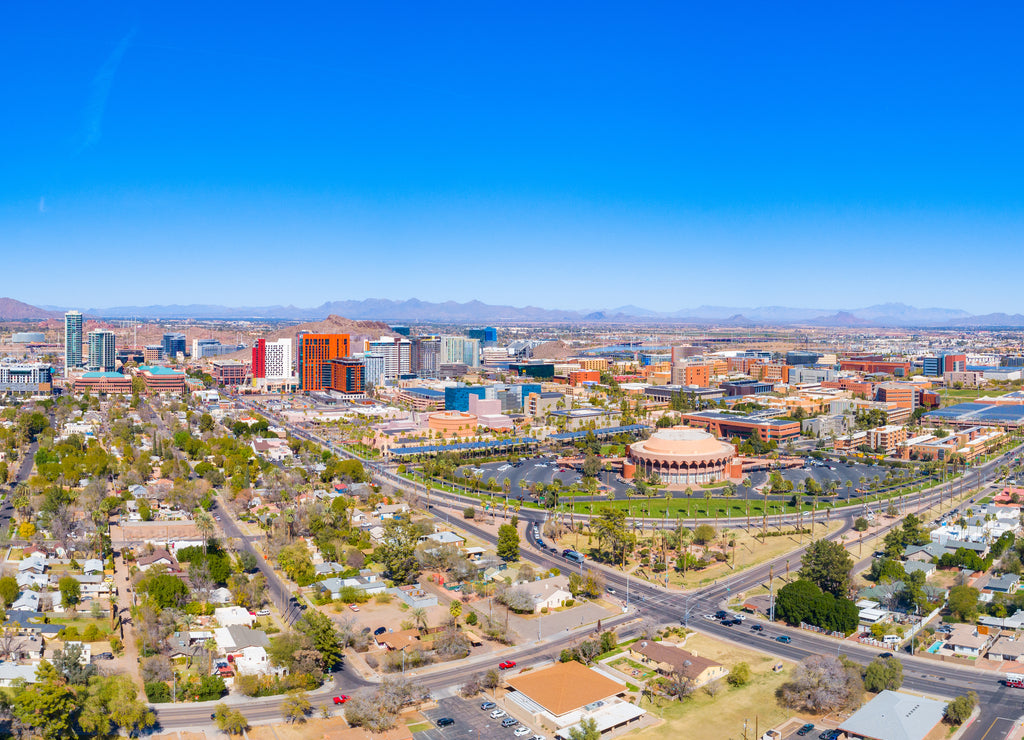 Downtown Tempe, Arizona, USA Drone Skyline Aerial