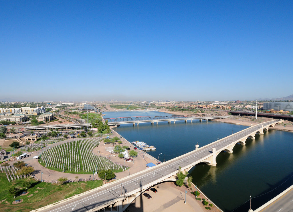 Aerial views of Tempe Town Lake in Arizona