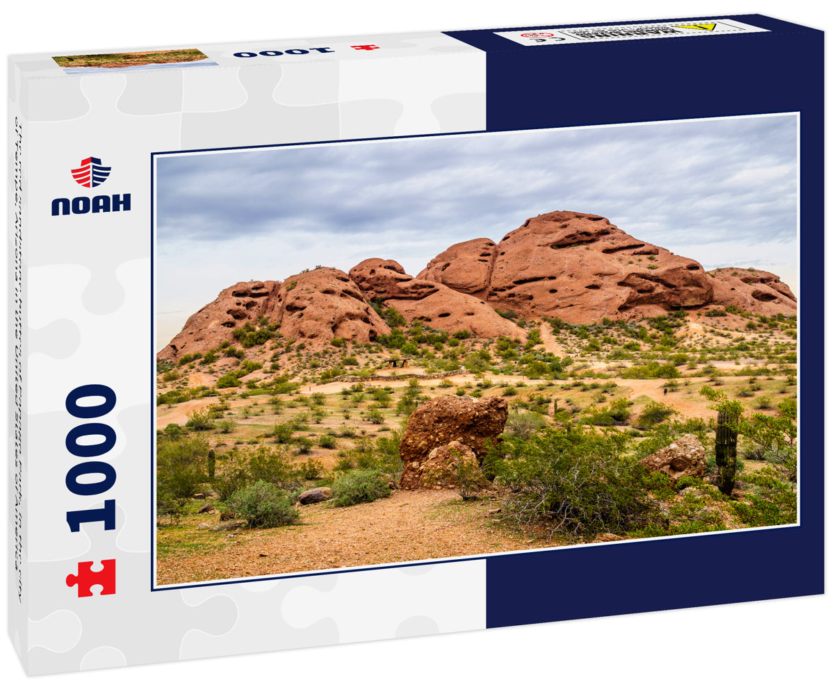 The red sandstone buttes of Papago Park, in the city of Tempe, Arizona in the United States of America