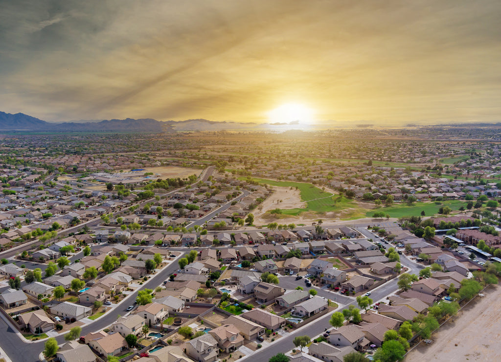 Aerial view desert Avondale small town city near of state capital Phoenix Arizona