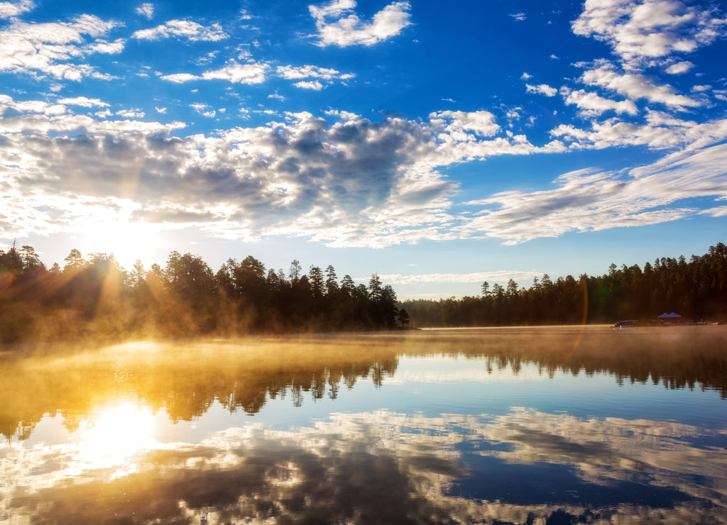Sunrise Over Misty Lake in Payson Arizona