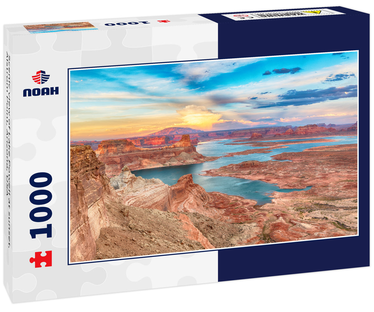 Scenic view of Lake Powell at sunset, Alstrom Point, Arizona, USA