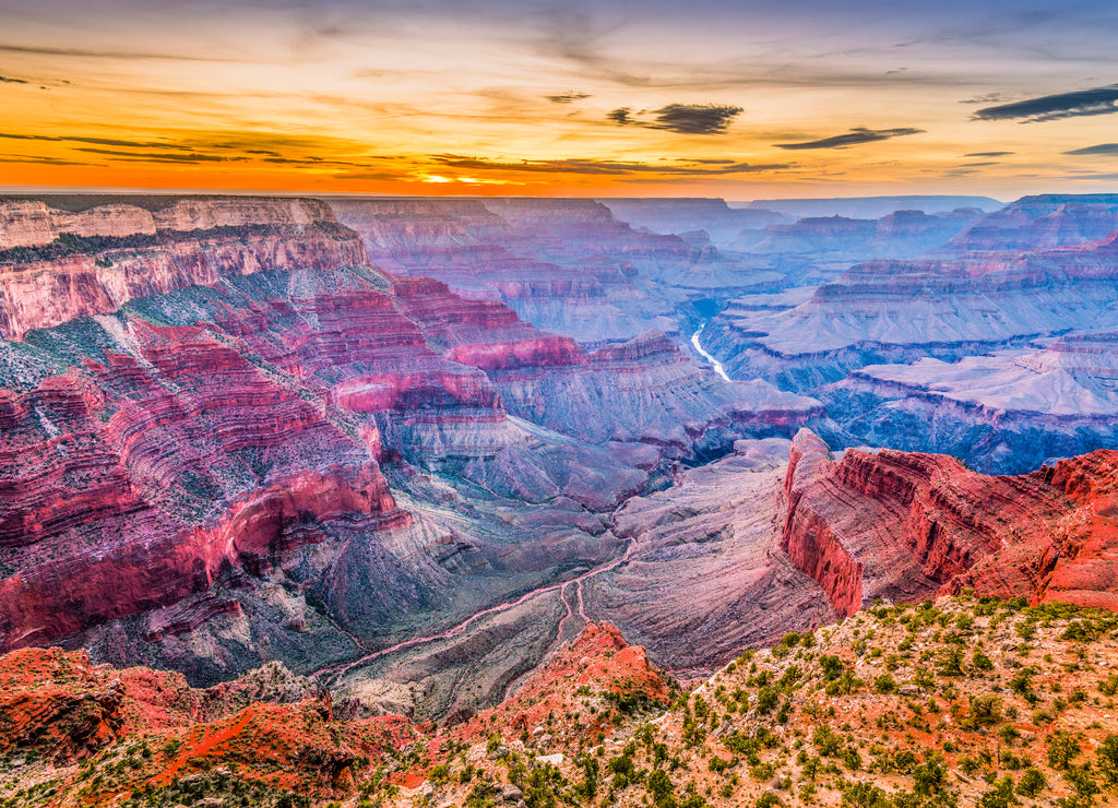 Grand Canyon, Arizona, USA at dusk from the south rim