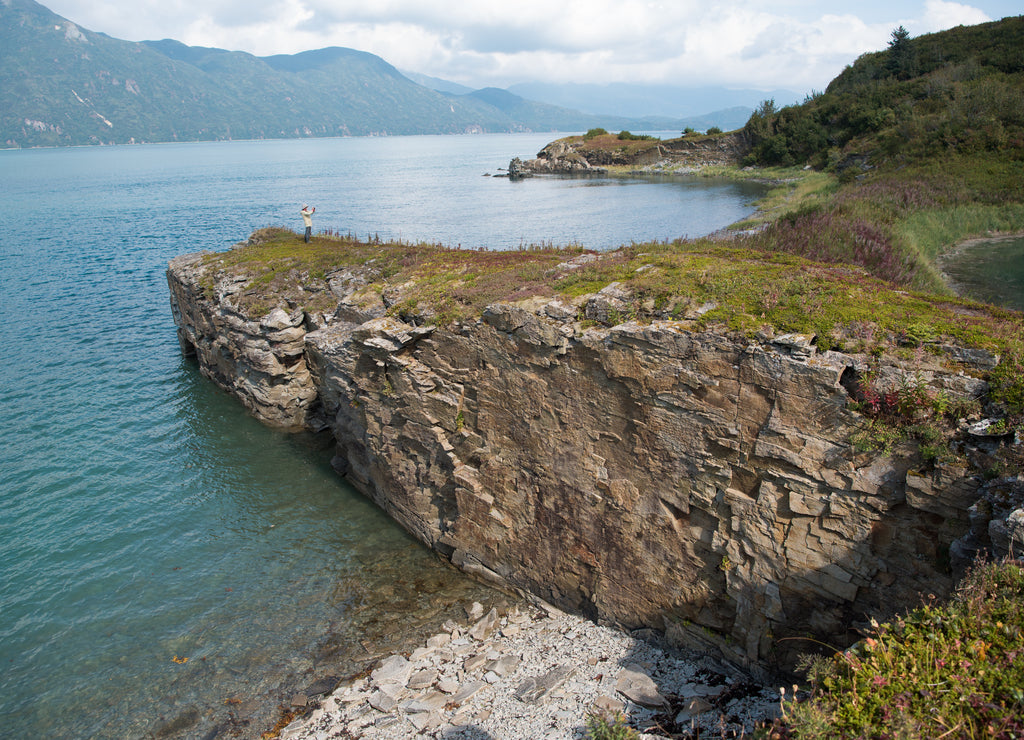 Beautiful, uninhabited, coastal landscape in Kukak Bay, Katmai, Aleutian Islands, Alaska