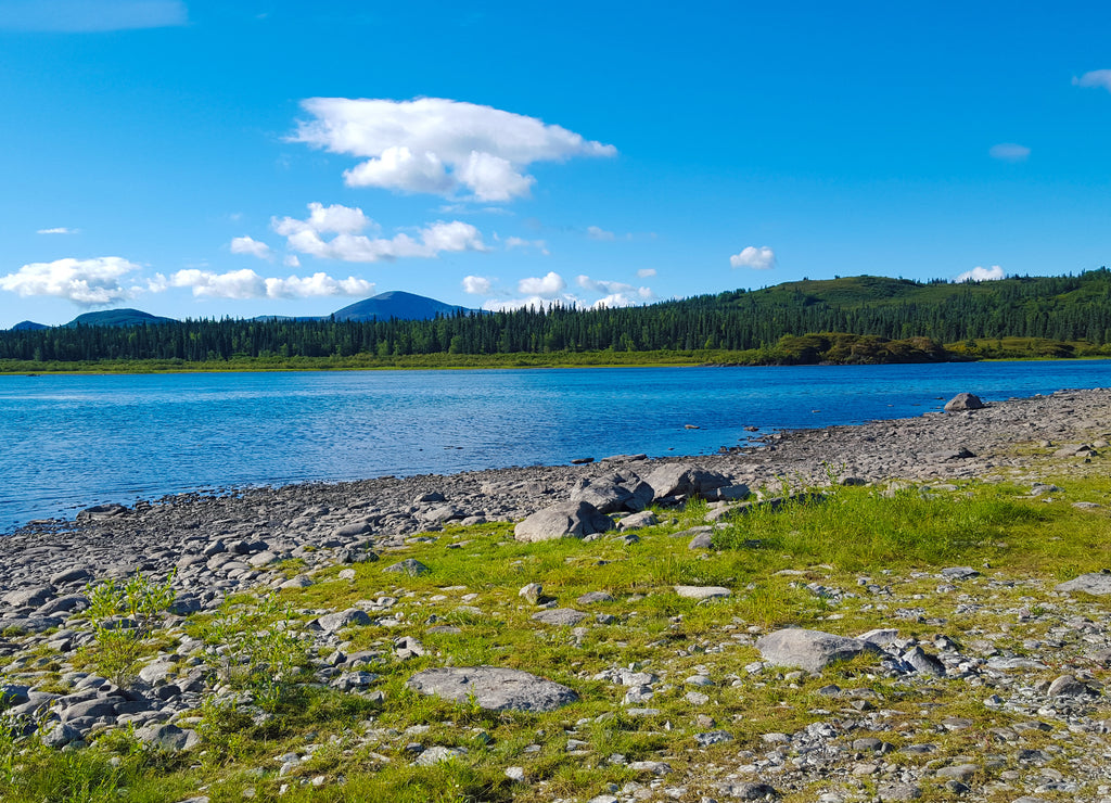 Clear sunny day by the lake is Bristol Bay, Alaska