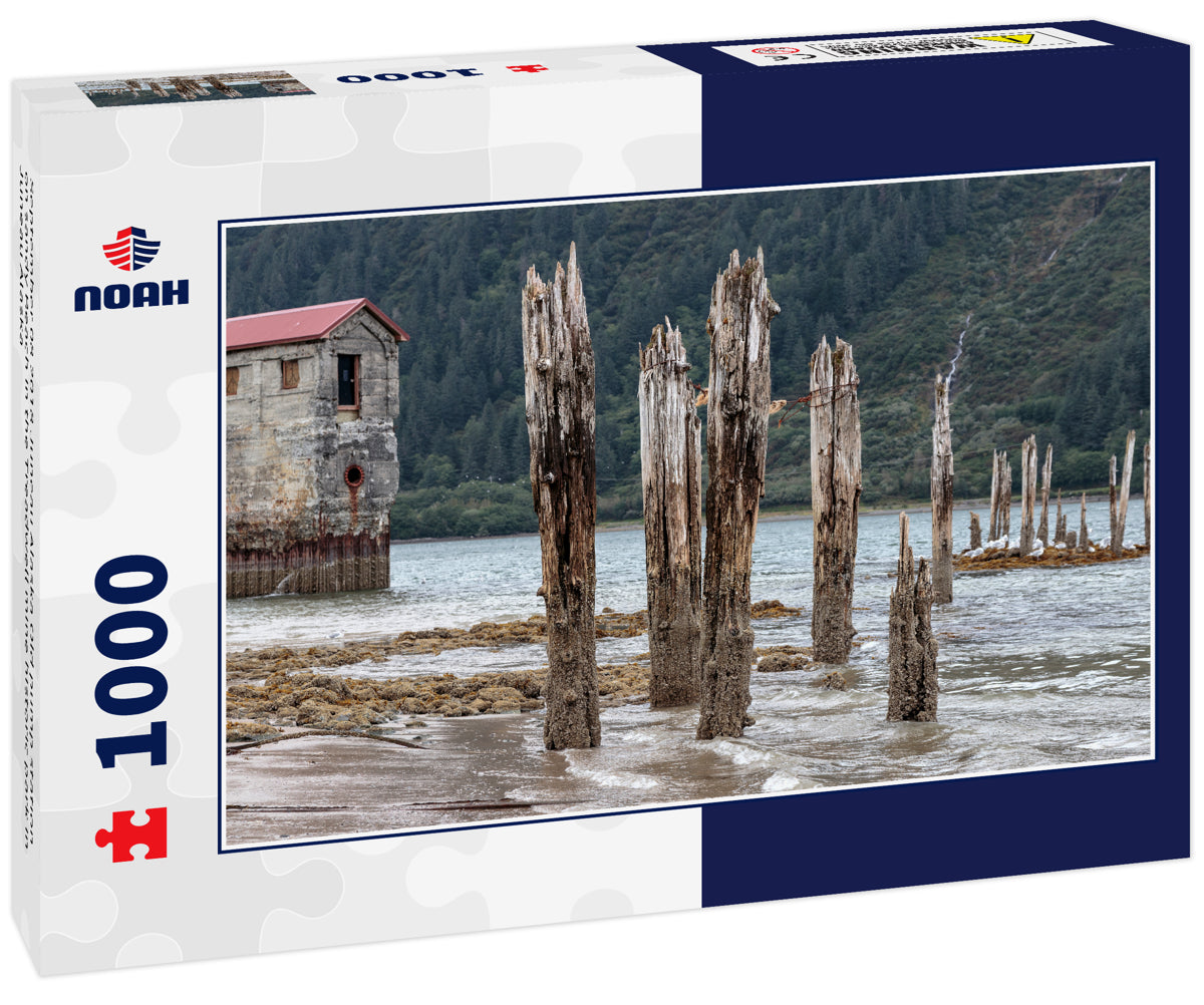 September 08 2018 Juneau Alaska Old pump station on sandy Beach in the Treadwell mine historic park in Juneau Alaska