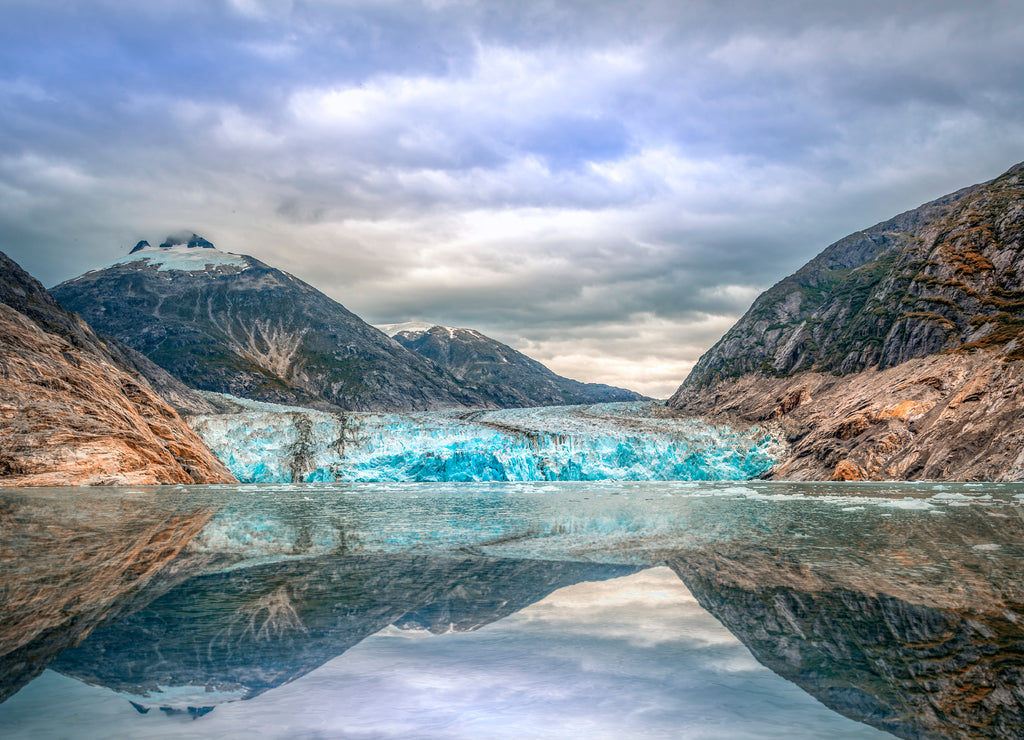 Mountains landscape in Juneau, Alaska with fog