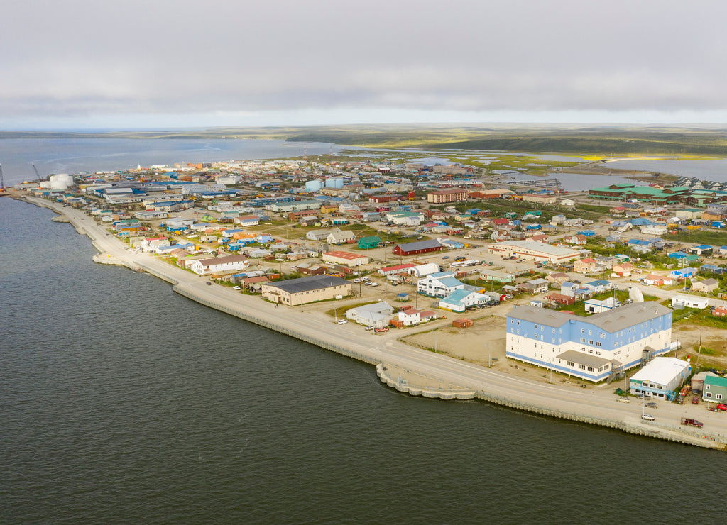 Aerial View Over the Northwest Arctic Borough of Kotzebue Alaska