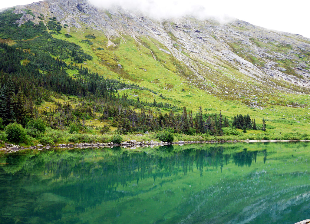 at the end of the hike of Upper Dewey Lake, Skagway, Alaska