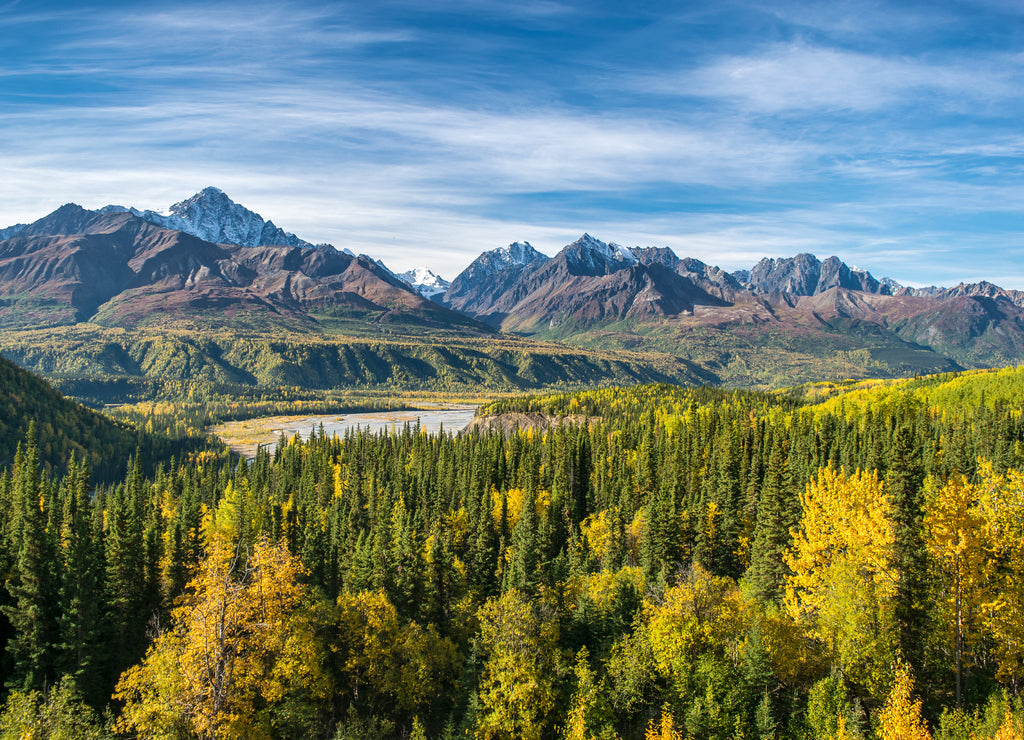 View of autumn Wrangell st. elias national park, Alaska, USA