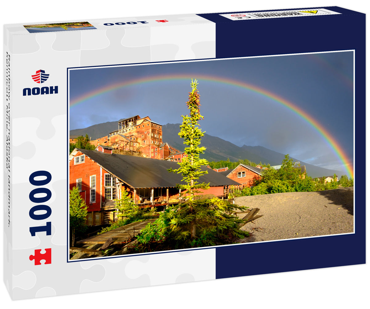 Rainbow over national landmark. Kennicott Mine. Alaska