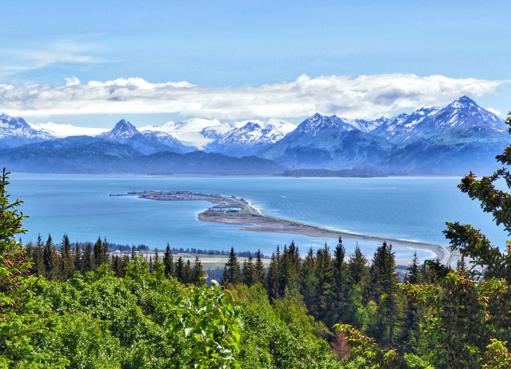 Alaskan mountain and bay, Homer Spit, Kenai Peninsula