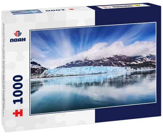 Panoramic view of the face of Margarie Glacier in Glacier Bay National Park, Alaska