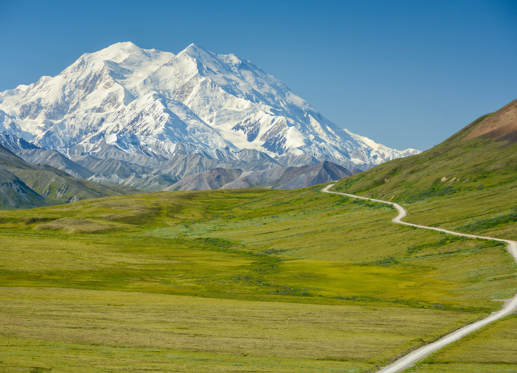 Denali Park Road leading to Mount Denali former Mount McKinley, Alaska