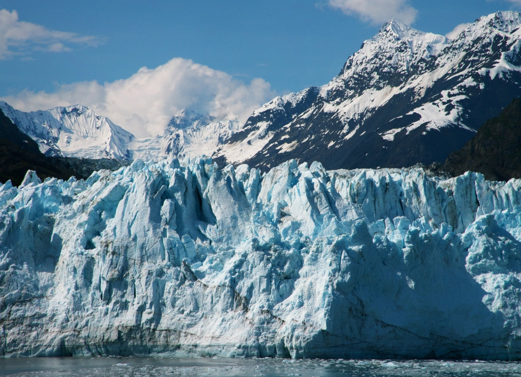 View of Glacier meeting the Ocean water in Glacier Bay National Park and Preserve, Alaska
