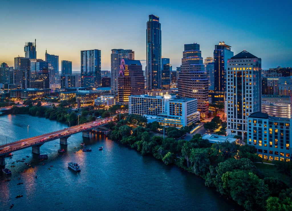 Austin, Texas Skyline At Sunset