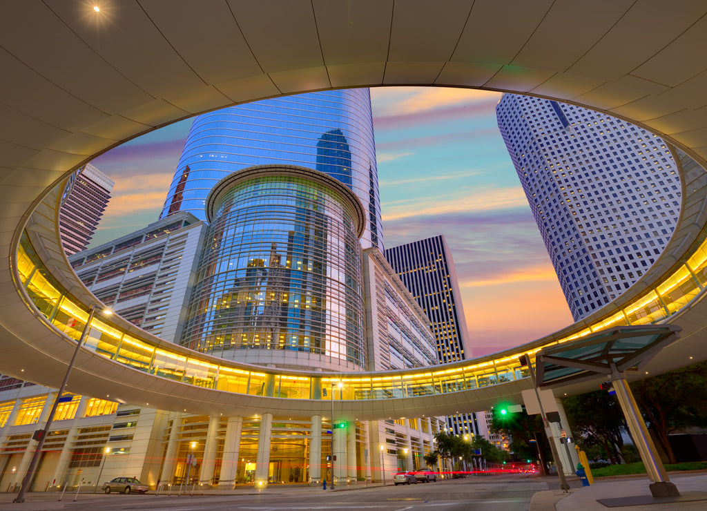 Houston Downtown sunset skyscrapers Texas
