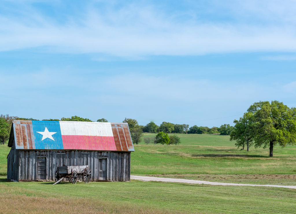 Texas Lonestar barn and rural landscape