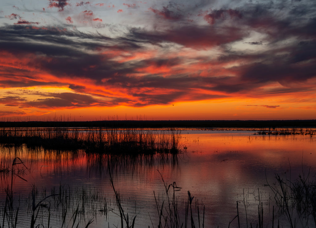 Sunset over the Marsh in Anhuac, Texas